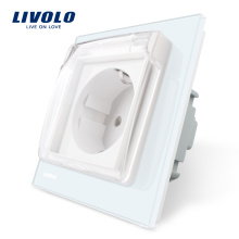 Livolo Enchufe de la UE Enchufe eléctrico de pared Cubierta eléctrica del zócalo con cubierta impermeable VL-C7C1EUWF-11